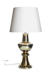 Bordslampa i guldfärgat folierat glas av Gustav Leek för Luxus, 60tal