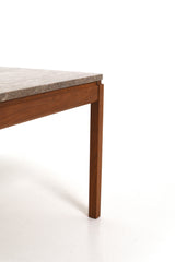 Soffbord med stenskiva & teak underrede