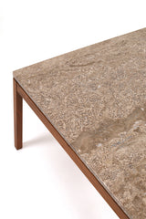Soffbord med stenskiva & teak underrede
