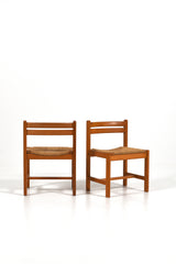 Vintage furu stolar med sits i papperssnöre, design Børge Mogensen för Karl Andersson & Söner