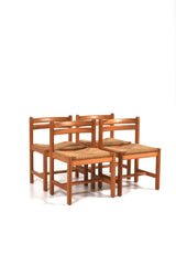 Vintage furu stolar med sits i papperssnöre, design Børge Mogensen för Karl Andersson & Söner