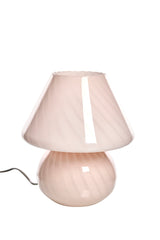 Vintage, ljusrosa Murano Swirl Mushroom bordslampa, Italien, 70tal