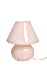Vintage, ljusrosa Murano Swirl Mushroom bordslampa, Italien, 70tal