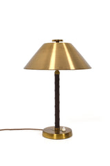 Bordslampa mässing och läder