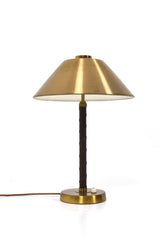 Bordslampa mässing och läder