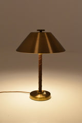 Bordslampa mässing och läder