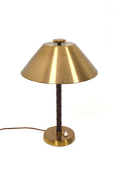 Bordslampa mässing och läder