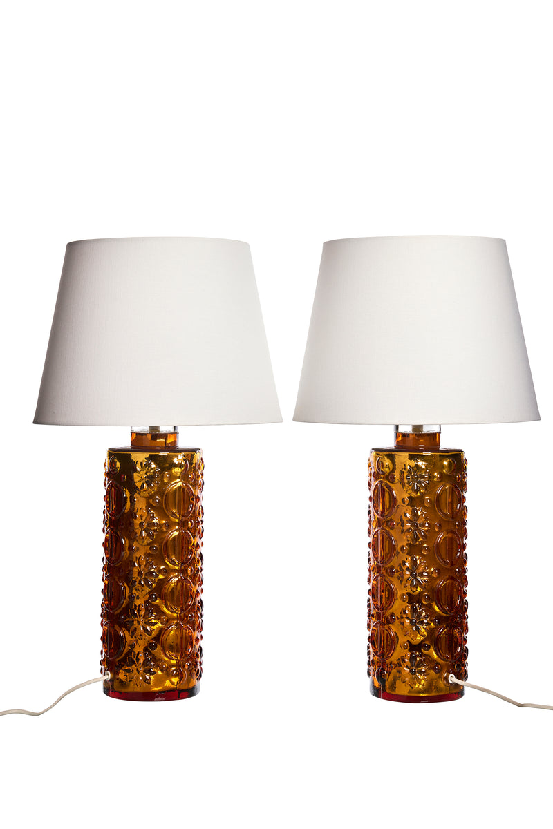 Glass table lamps by Gustav Leek for Orrefors, 1960s