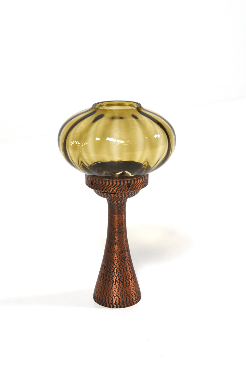 Ljusstake i koppar och glas, Mussbach Metall, West Germany