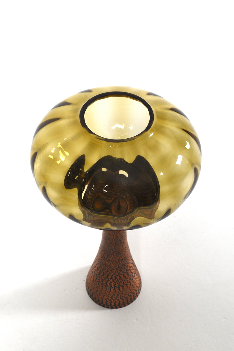 Ljusstake i koppar och glas, Mussbach Metall, West Germany