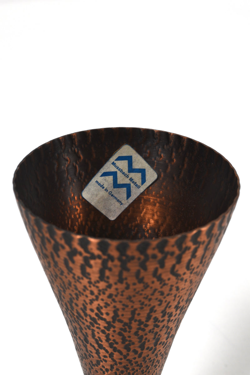 Ljusstake i koppar och glas, Mussbach Metall, West Germany