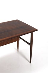 Elegant skrivbord med låsbart skåp och öppna hyllor, 50tal