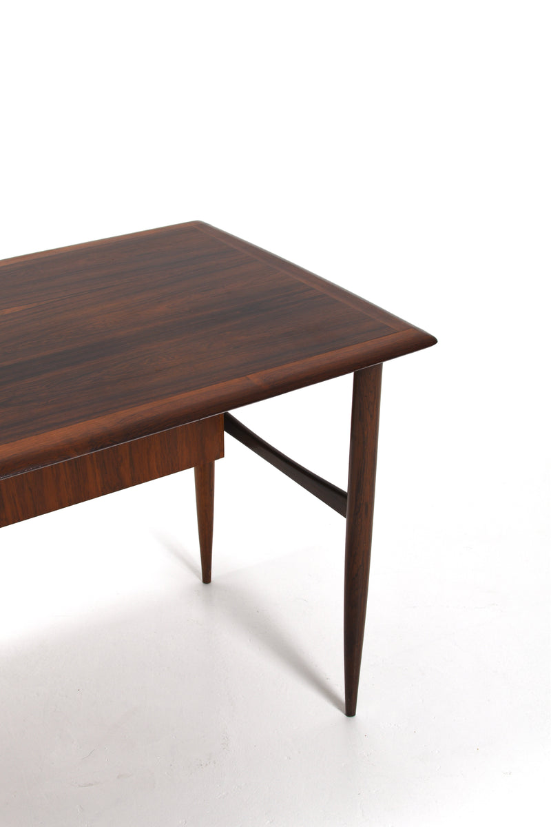 Elegant skrivbord med låsbart skåp och öppna hyllor, 50tal