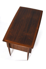 Elegant skrivbord med låsbart skåp och öppna hyllor, 50tal