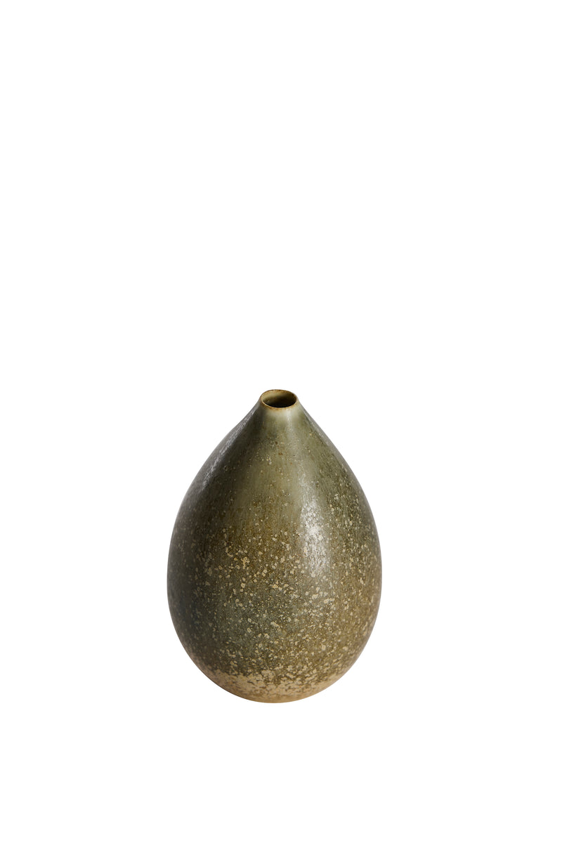 Sned vy av Stålhane-vas i grönbrun glasyr – Rörstrand, 1950-tal.