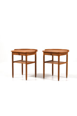 Vintage sängbord i massiv ek med låda och hylla, design Engström & Myrstrand för Bodafors