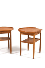 Vintage sängbord i massiv ek med låda och hylla, design Engström & Myrstrand för Bodafors