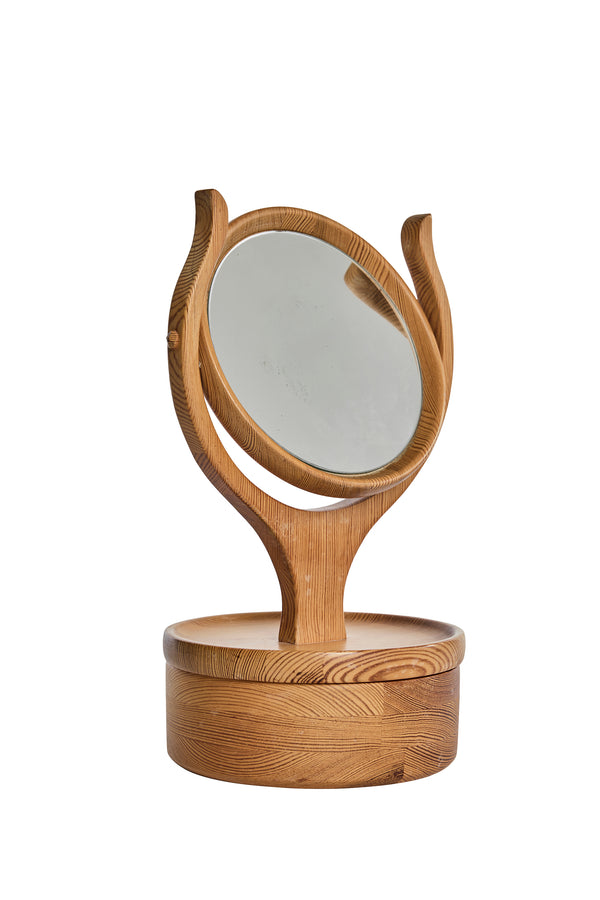 Scandinavian Modern, bordsspegel i furu med förvaring, 70-tal