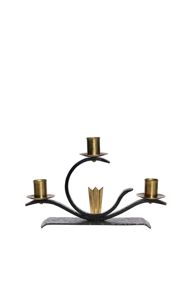 Swedish Grace ljusstake i järn och mässing, 30-tal