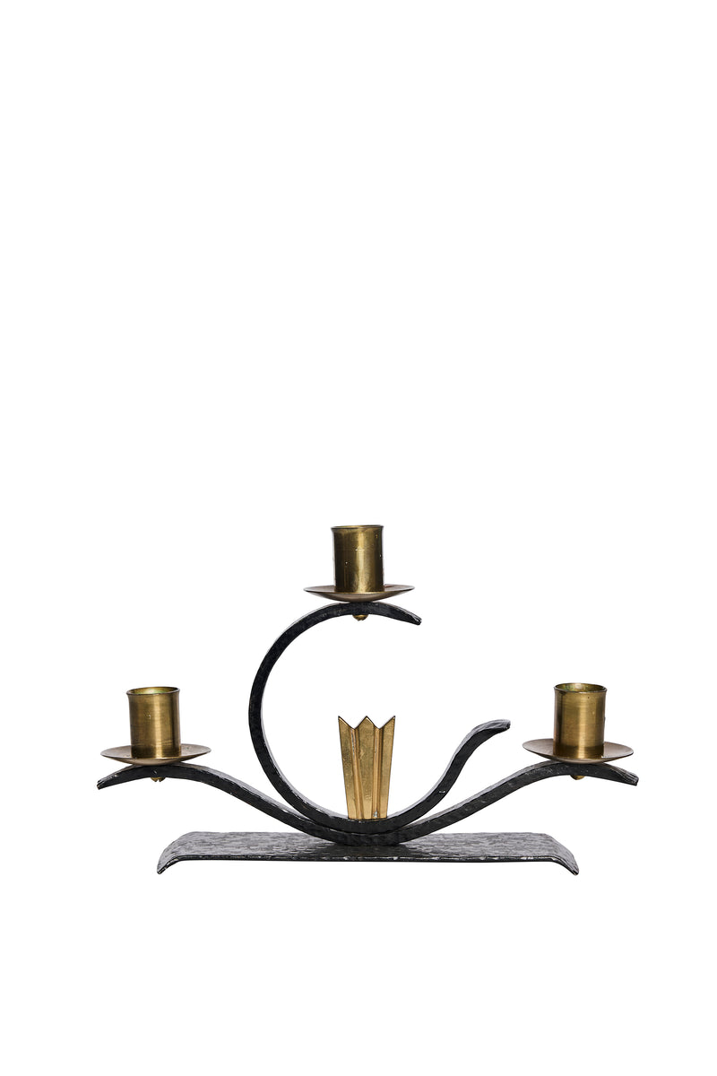 Swedish Grace ljusstake i järn och mässing, 30-tal