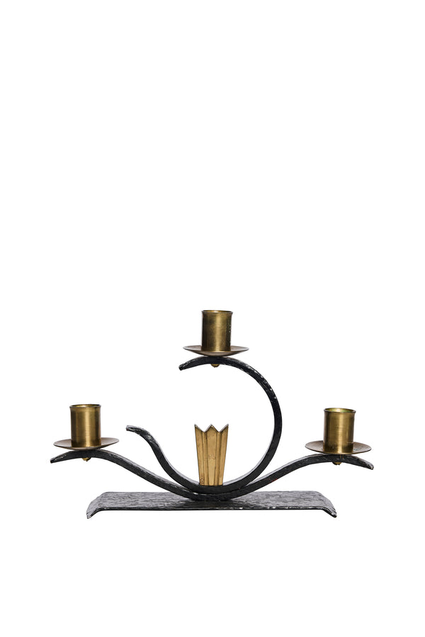 Swedish Grace ljusstake i järn och mässing, 30-tal