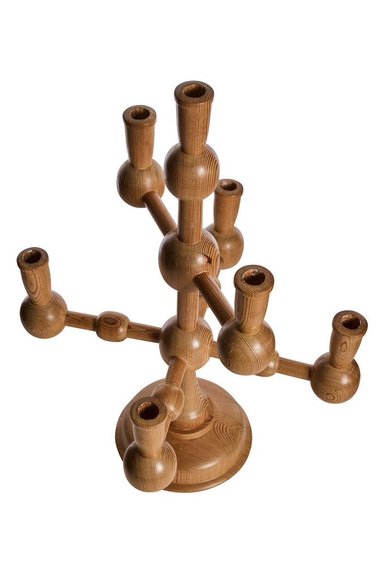 Stor ljusstake i furu, 70-tal