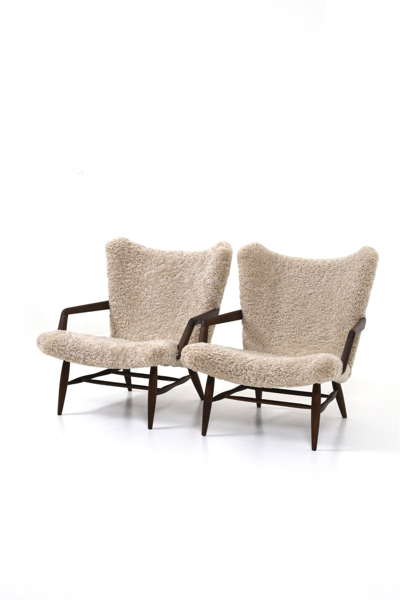 Sheepskin armchairs by Svante Skogh, 1950s