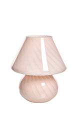 Vintage, ljusrosa Murano Swirl Mushroom bordslampa, Italien, 70tal