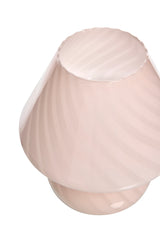 Vintage, ljusrosa Murano Swirl Mushroom bordslampa, Italien, 70tal